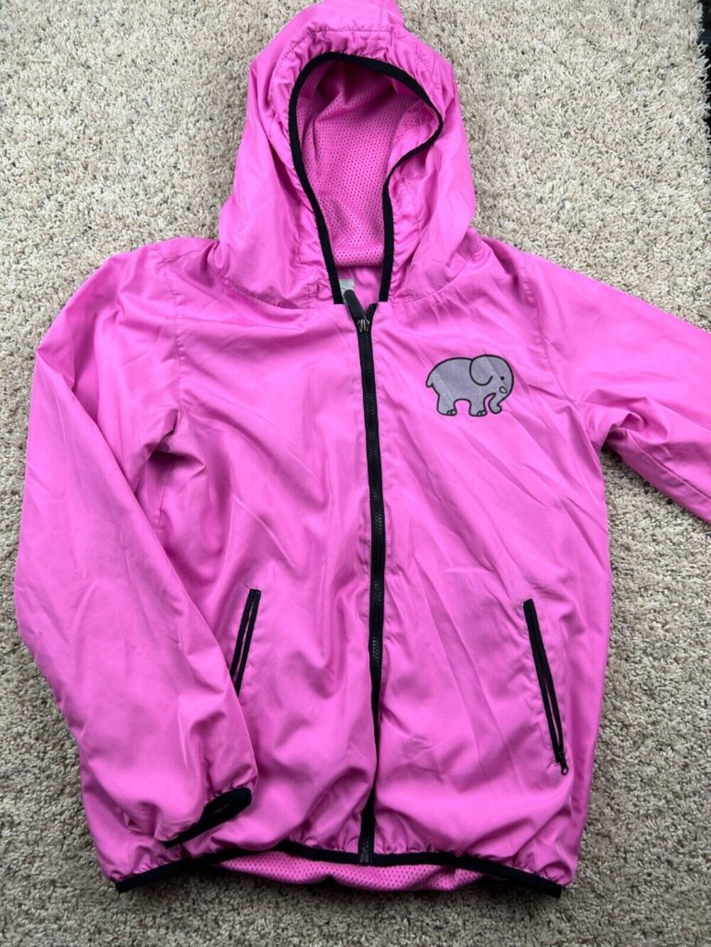 Ivory Ella Pink Logo Windbreaker Jacket Women’s Size Medium Full Zip Hooded